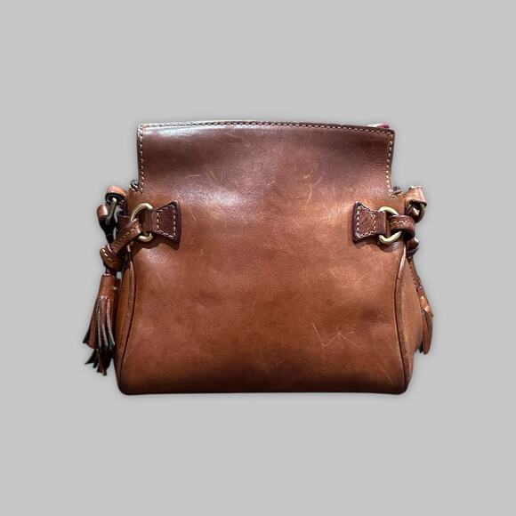 Vintage Dooney & Bourke Florentine Leather Small Crossbody Bag – Saddle Brown - Picture 3 of 7